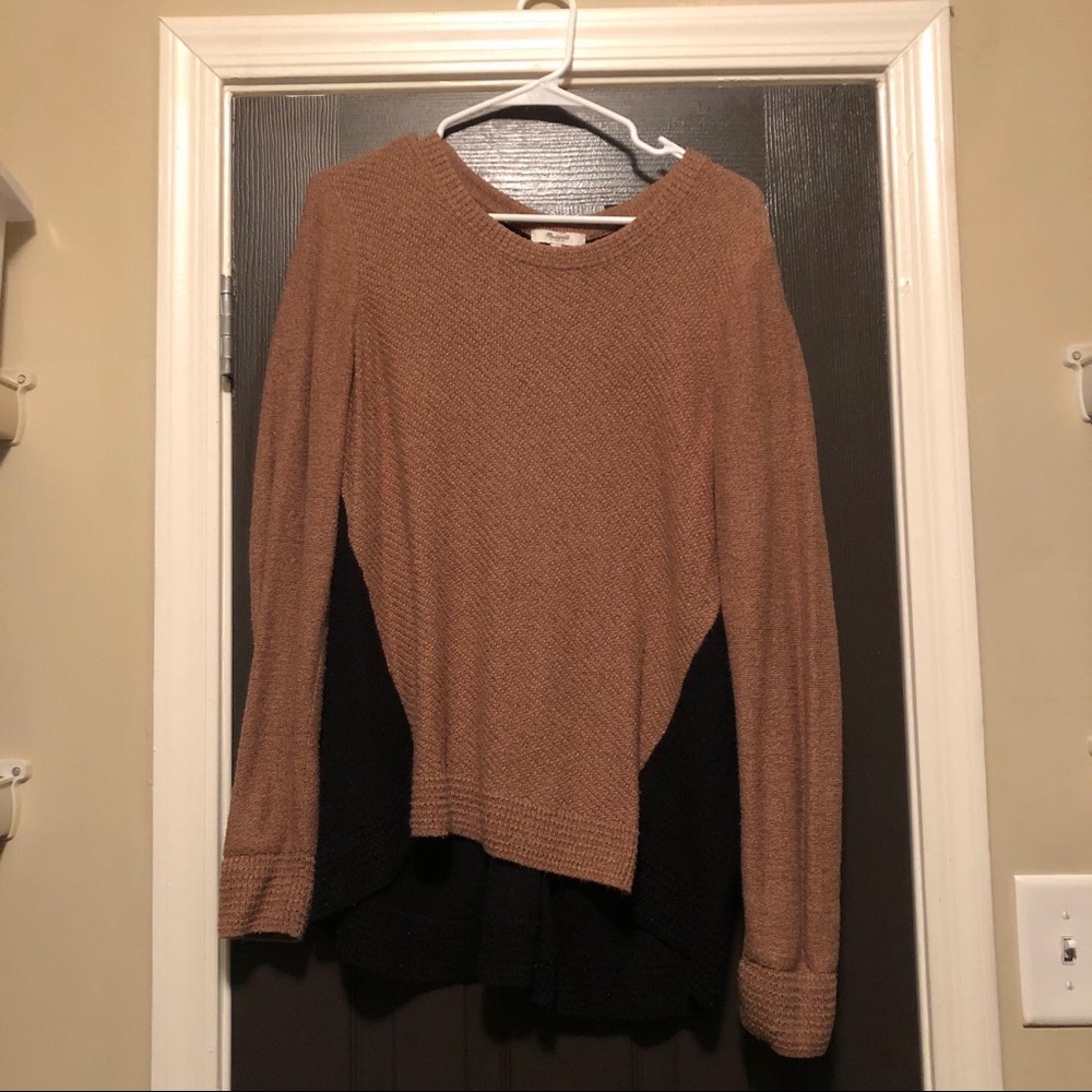 Madewell Color Block ZIP Back Sweater